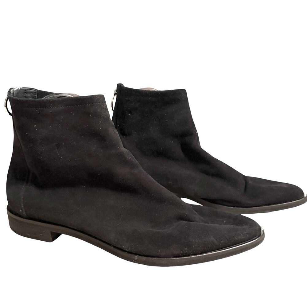 Via Spiga Black Leather Nubuck Suede Ankle Boots Shoes Italy Made Zip Up 9.5